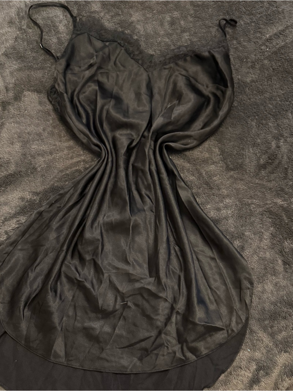 Victoria's Secret Black Lace Satin Slip Dress